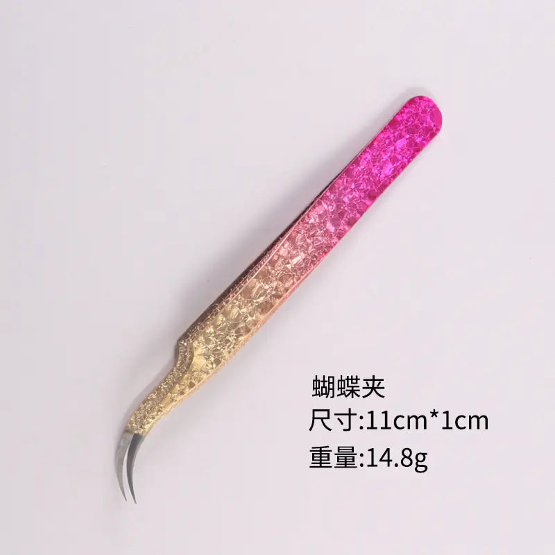 High Precision Pink Gradient Eyelash Extension Tweezers