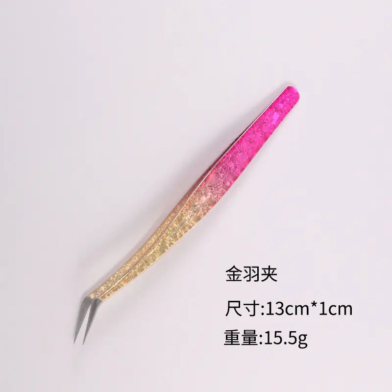 High Precision Pink Gradient Eyelash Extension Tweezers