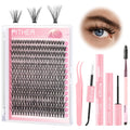 PITHER DIY Lash Extension Kit Eyelash Extension Kit 280PCS 40D Mix 9-16mm Individual Lash Clusters Kit with Applicator Bond and Seal Lash Glue Lash Extension Remover Tweezer