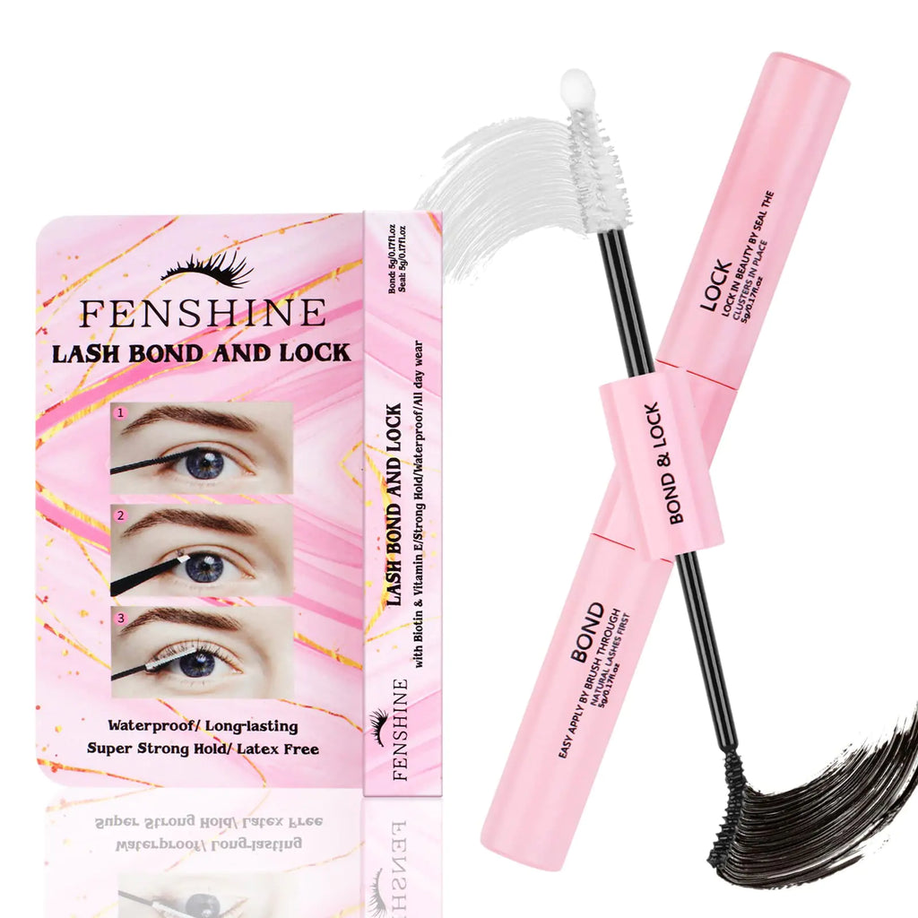 Fenshine Lash Bond and Seal Cluster Eyelash Glue Individual Cluster DIY Eyelash Extensions Super Strong Hold Cluster Lash Adhesive Waterproof Latex Free Mascara Wand Glue