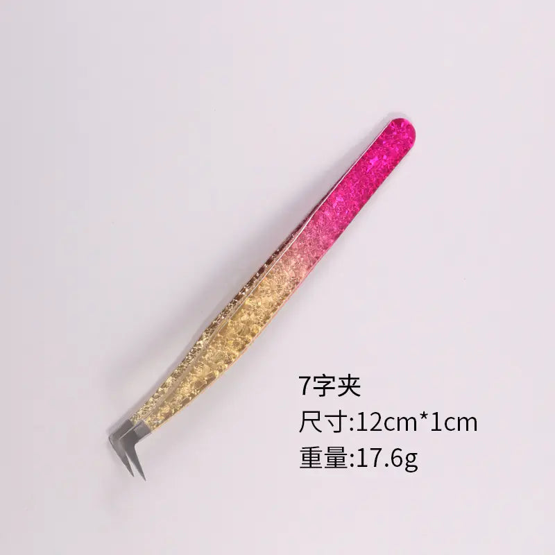 High Precision Pink Gradient Eyelash Extension Tweezers