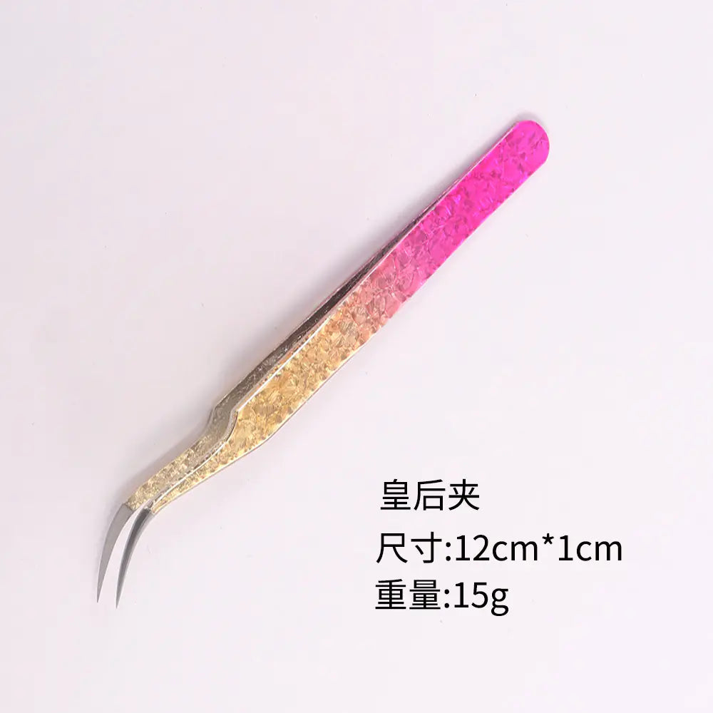 High Precision Pink Gradient Eyelash Extension Tweezers