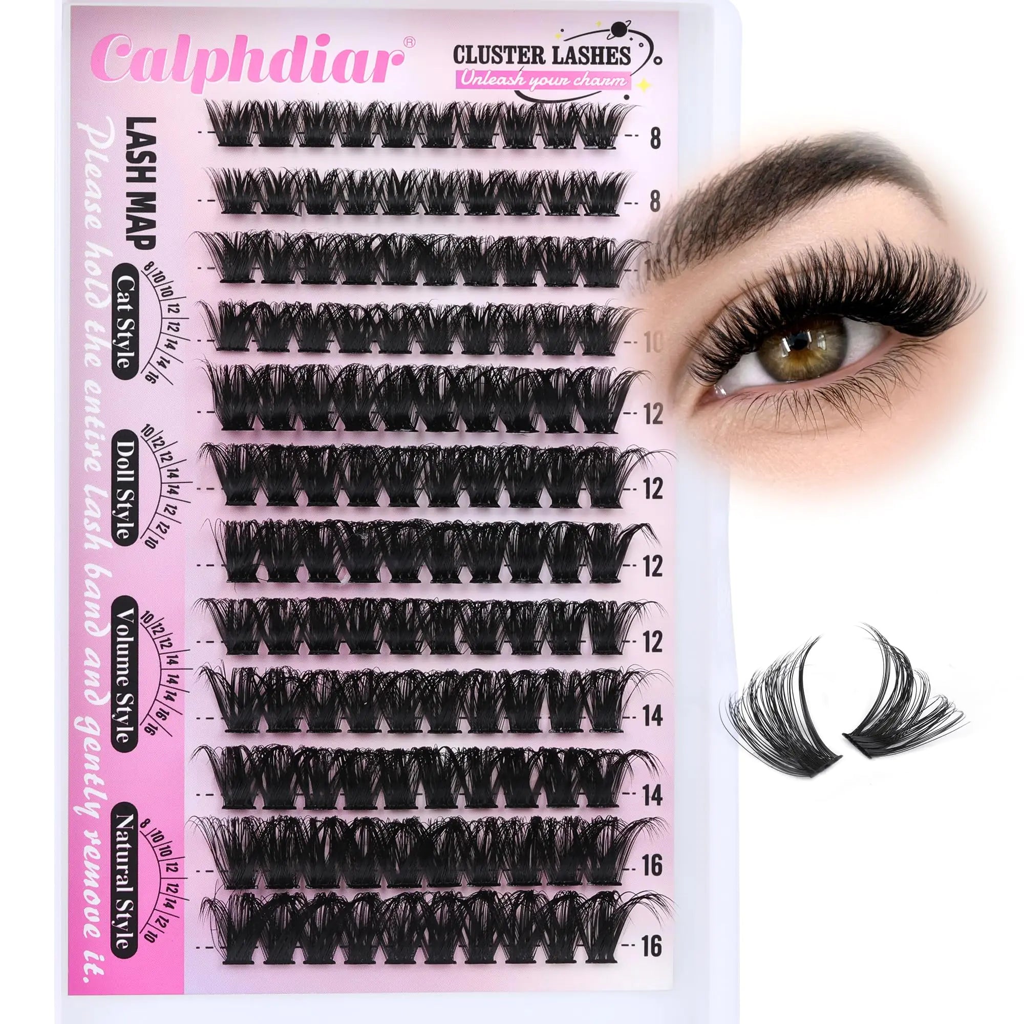 100D Lash Clusters Fluffy D Curl Eyelash Clusters Wispy Individual Lashes 8-16mm DIY Eyelash Extensions Thick Lashes Clusters 120pcs Volume Cluster Eyelashes for Beginners