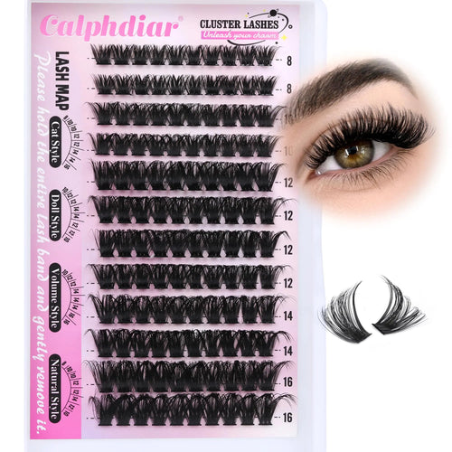100D Lash Clusters Fluffy D Curl Eyelash Clusters Wispy Individual Lashes 8-16mm DIY Eyelash Extensions Thick Lashes Clusters 120pcs Volume Cluster Eyelashes for Beginners