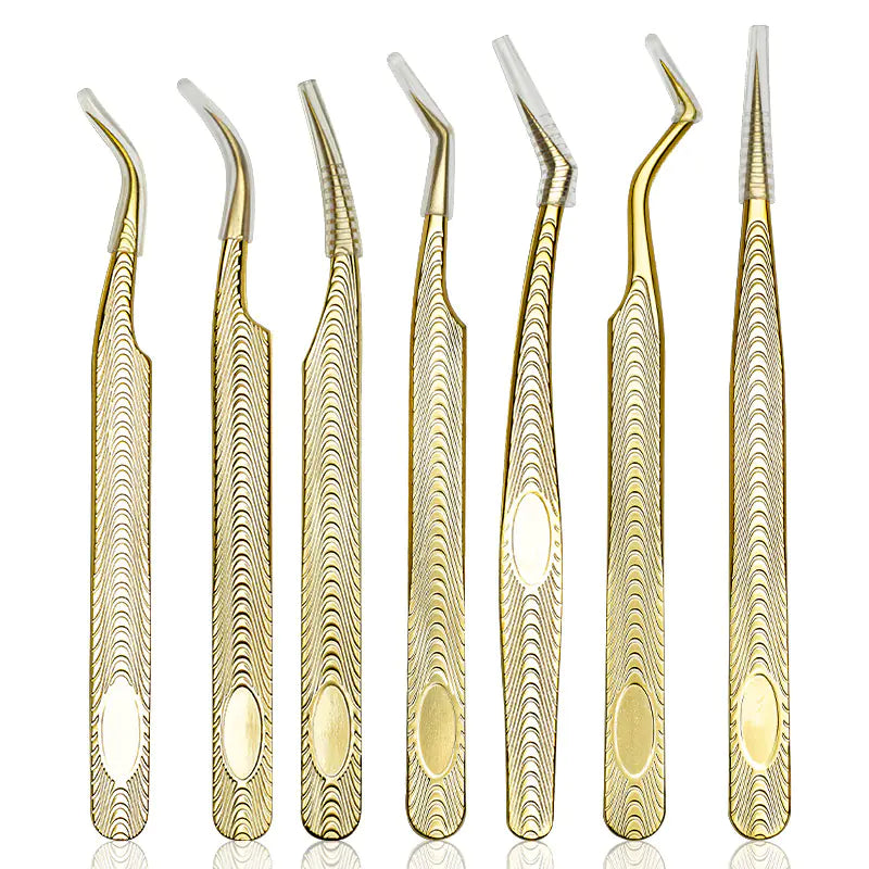 High Precision Stainless Steel Eyelash Tweezers Set