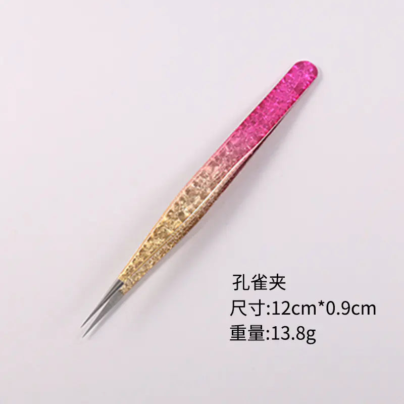 High Precision Pink Gradient Eyelash Extension Tweezers