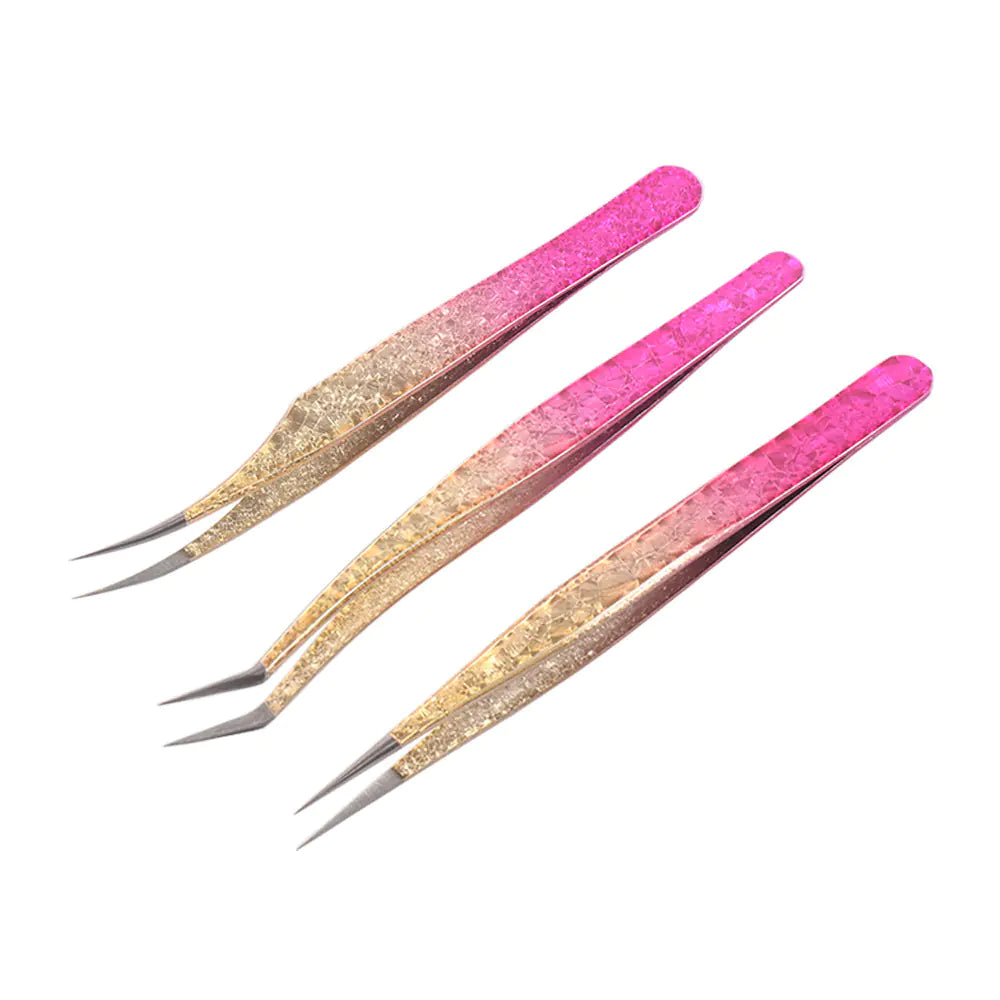 High Precision Pink Gradient Eyelash Extension Tweezers