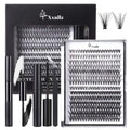 Lash Clusters Cluster Eyelash Extensions: Lashes Individual Lash Clusters Kit 280 PCS Eyelashes Natural 9-16mm Curl Eyelash Clusters with Lash Glue for Beginner Beauty (30D+40D)
