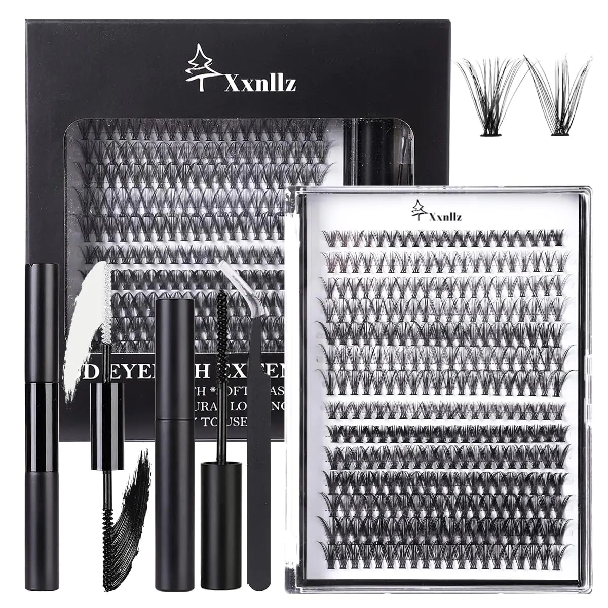 Lash Clusters Cluster Eyelash Extensions: Lashes Individual Lash Clusters Kit 280 PCS Eyelashes Natural 9-16mm Curl Eyelash Clusters with Lash Glue for Beginner Beauty (30D+40D)